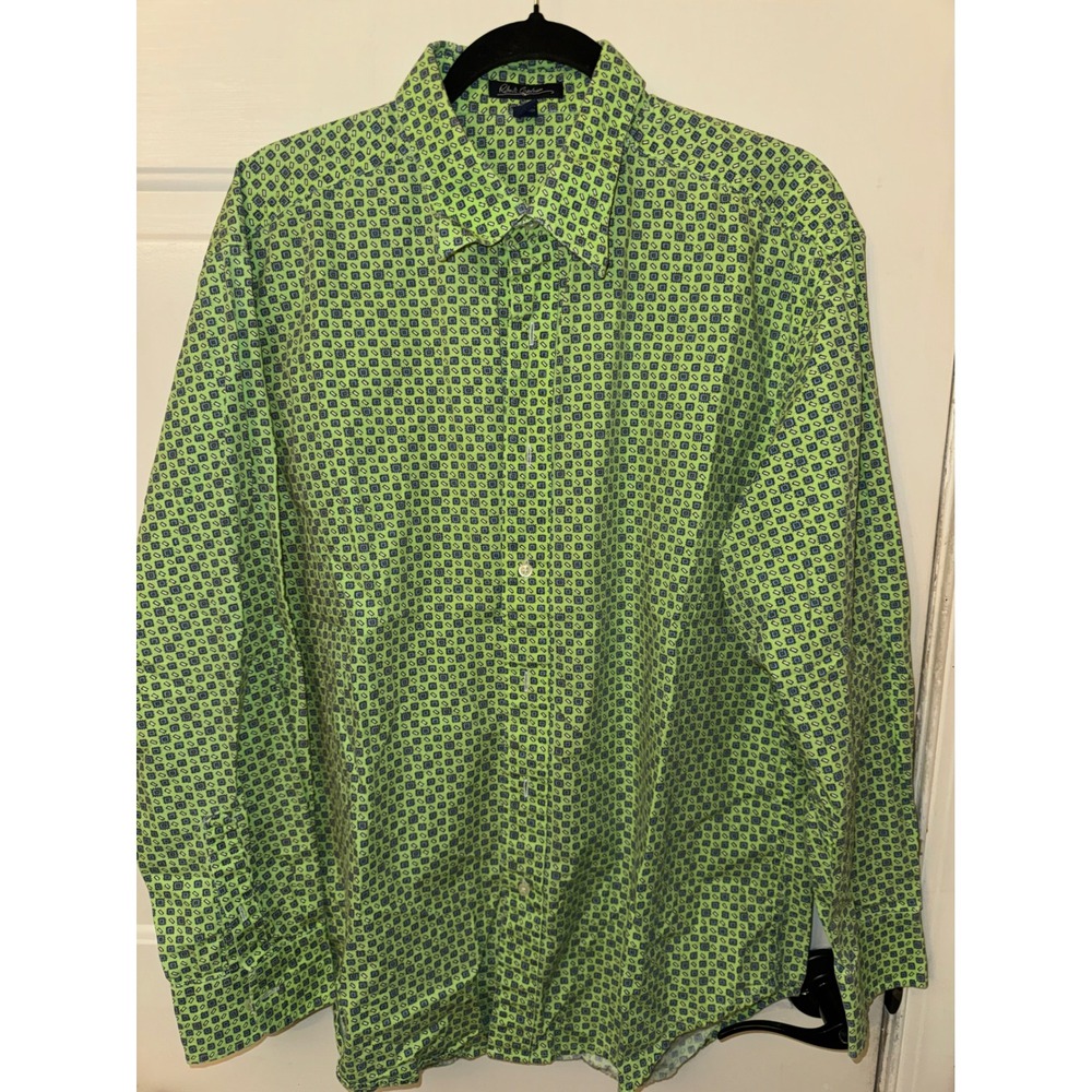 Robert Graham Mens XL Lime Green Geometric Print Button Down Shirt Long Sleeve